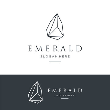 Luxury Antique Emerald Gemstone logo template in trendy style for jewelry.
