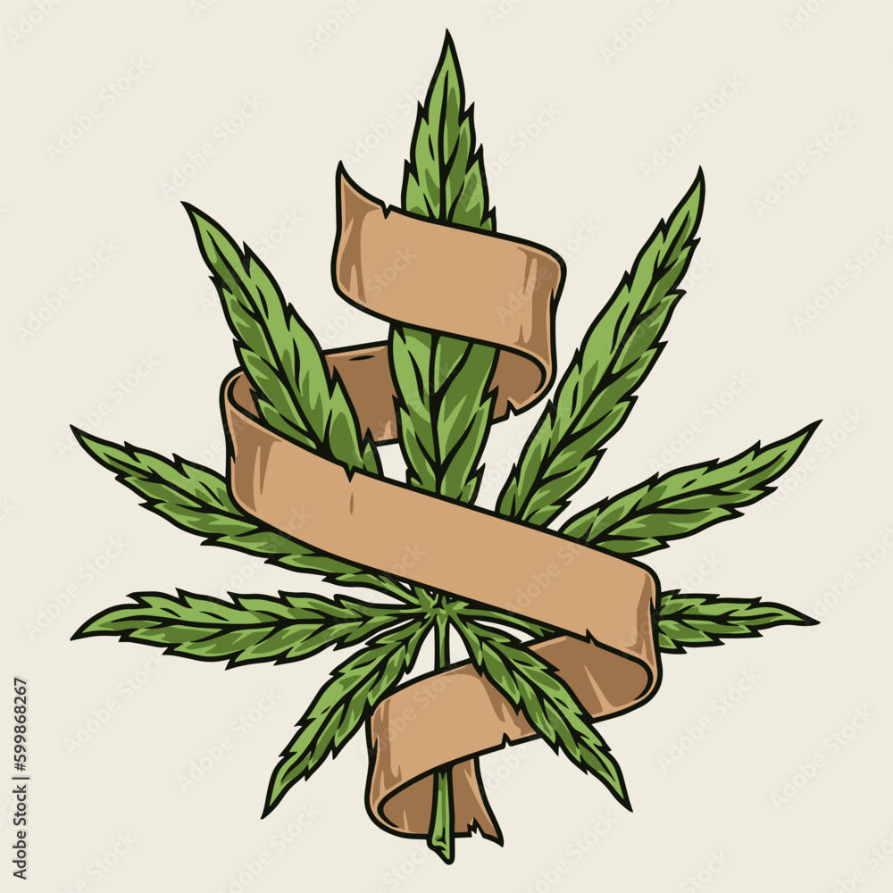 Poster Marijuana leaf colorful detailed emblem