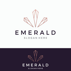 Luxury Antique Emerald Gemstone logo template in trendy style for jewelry.