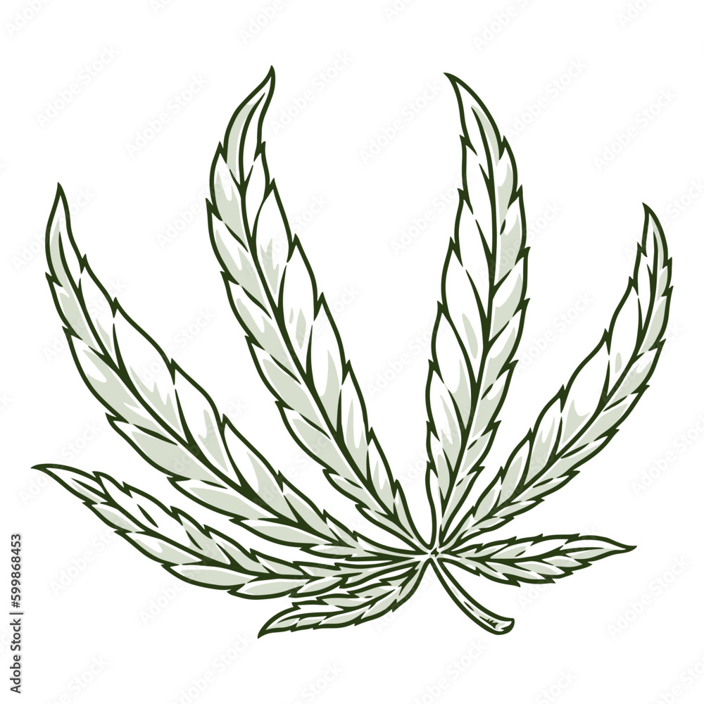 Sticker Marihuana leaf detailed emblem monochrome