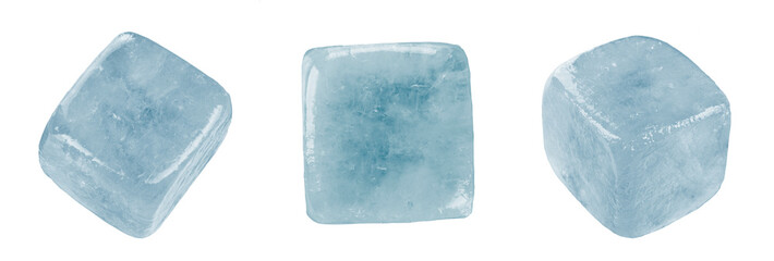 Obraz premium Cubes of ice, isolated on white background, full depth of field. File contains clipping path.