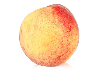 One ripe peach. Isolated on white background.