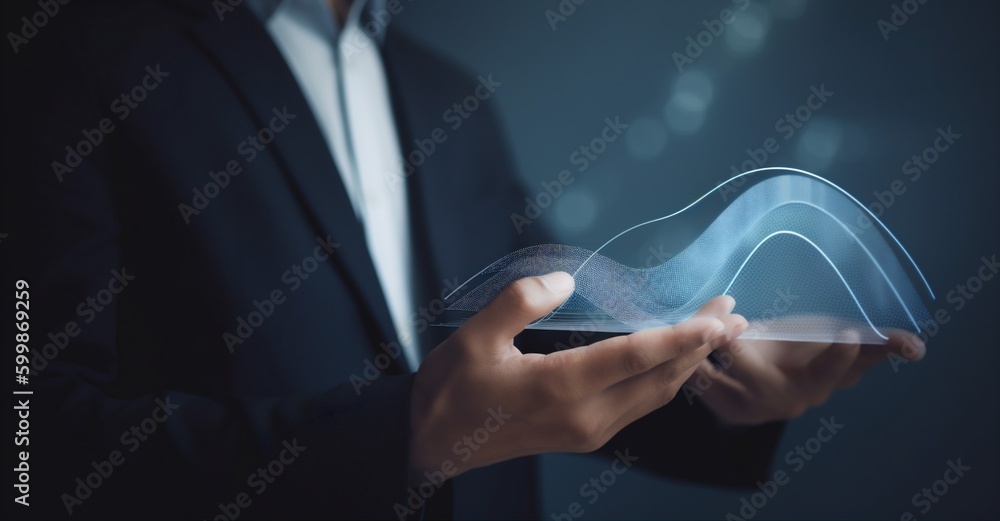 Aufkleber network chart virtual technology business cyberspace analysis concept graph hand. generative ai.