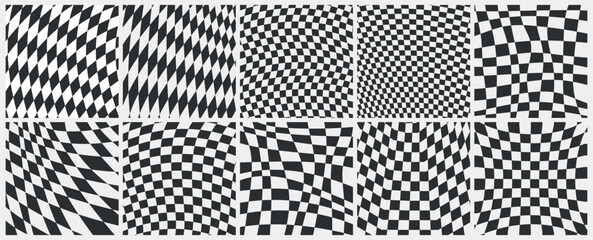 Black and white checkered template. Vector illustration