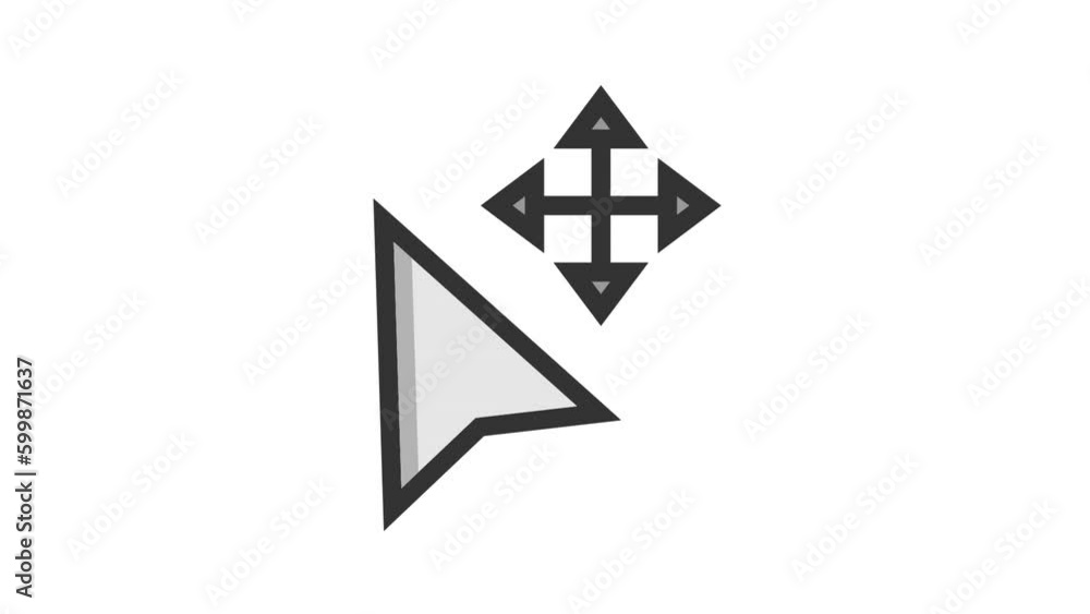 Poster move cursor animated icon on white background