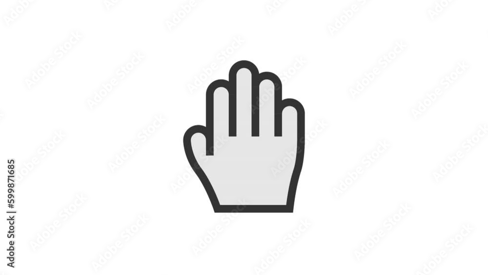 Poster hand move cursor animated icon on white background