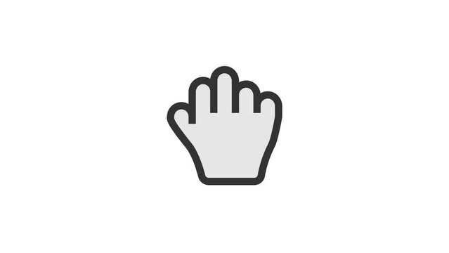 Hand Grab Cursor animated icon on white background
