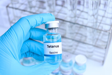 Tetanus vaccine in a vial, immunization and treatment of infection