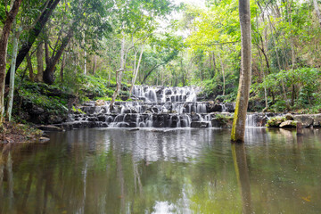 Fototapeta na wymiar Amazing beautiful Sam Lan waterfalls, Khao Sam Lan National Park, Saraburi province Thailand
