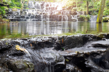 Fototapeta na wymiar Amazing beautiful Sam Lan waterfalls, Khao Sam Lan National Park at Saraburi province Thailand