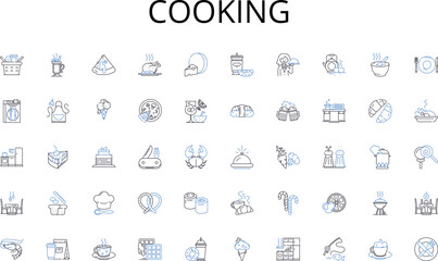 Cooking line icons collection. Treatment, Consultation, Checkup, Medication, Patient, Recovery, Diagnosis vector and linear illustration. Vaccination,Surgery,Specialist outline signs set