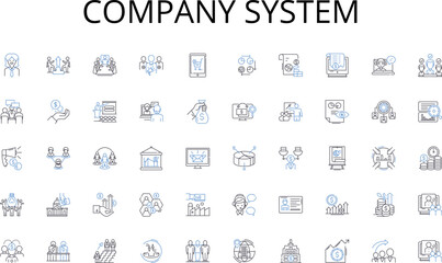 Company system line icons collection. Skyscraper, Citadel, Watchtower, Beacon, Castle, Lighthouse, Monument vector and linear illustration. Pillar,Column,Chimney outline signs set