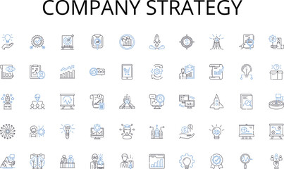 Company strategy line icons collection. Stocks, Bonds, Futures, Options, MutualFunds, ETFs, RealEstate vector and linear illustration. Commodities,Cryptocurrencies,REITs outline signs set