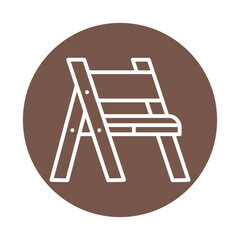 Outdoor wood portable chair line color icon. Isolated vector element.