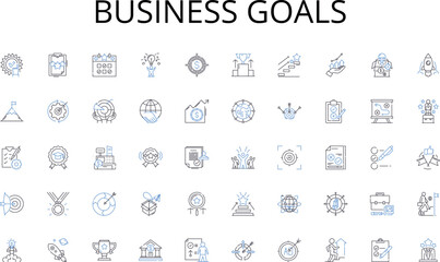Business goals line icons collection. Unity, Loyalty, Bravery, Camaraderie, Discipline, Strength, Brotherhood vector and linear illustration. Strategy,Tactics,Training outline signs set
