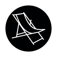 Beach portable chair line color icon. Isolated vector element.