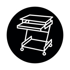 Fortable computer desk line color icon. Isolated vector element.