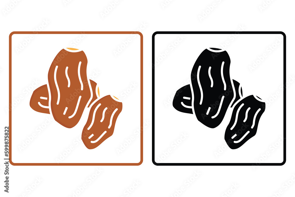 Poster dates fruits icon. solid icon style. icon related to fruits. simple vector design editable