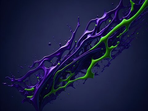 Abstract green and purple splash liquid, hd abstract background, 4k wallpaper, colors