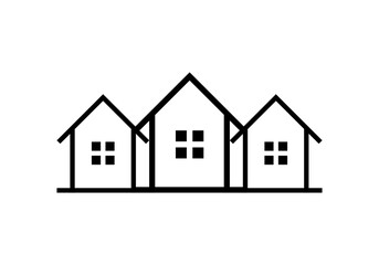 Black line building house home housing estate village outline icon vector design