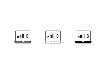 Chart Icons in three styles vector stock illustrations.sutiable mobile apps web and ui ux