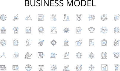 Business Model line icons collection. Deductions, Income, Filing, Refund, Revenue, Bracket, Audit vector and linear illustration. Compliance,Exemption,Liability outline signs set