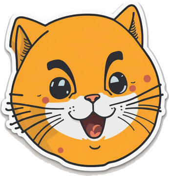 Striped Orange Cat Cartoon Sticker