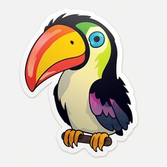 Obraz na płótnie Canvas A delightful chibi Keel-billed Toucan sticker with a white background, capturing the joyful and playful nature of these fascinating birds in a cute chibi form, Generative AI