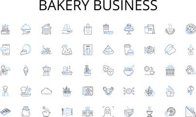 Bakery business line icons collection. ensitivity, inclusion, diversity, tolerance, acceptance, equality, discrimination vector and linear illustration. offense, bias, language outline signs set