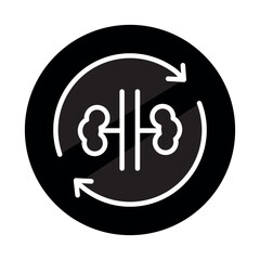 Kidneys transplant line icon. Isolated vector element.