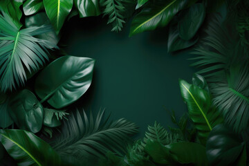 Paradise palms, greenery chic card. Stylish fashion banner. Generative AI