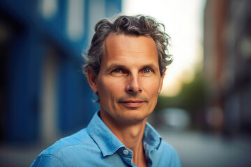 Obraz premium Portrait of a mature businessman standing in the city. Generative AI
