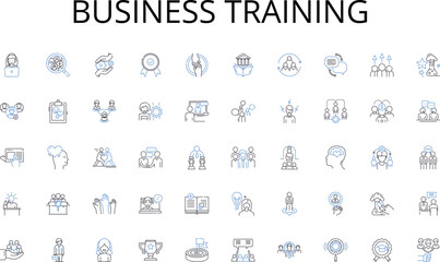 Business training line icons collection. Radiant, Bright, Warmth, Joyful, Blissful, Luminous, Glowing vector and linear illustration. Cheery,Inspiring,Illuminating outline signs set