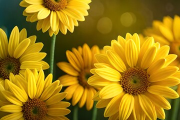 Fototapeta premium Beautiful yellow chrysanthemum flowers with leaves, Generated Ai