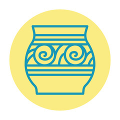 Ceramic ware trypillia ornament line color icon. Isolated vector element.
