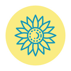 Sunflower line color icon. Isolated vector element.