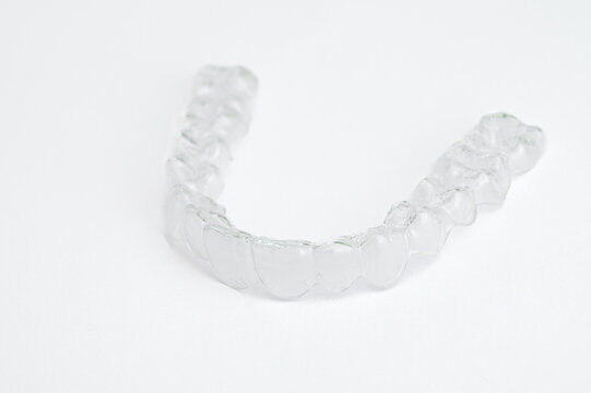 Invisible teeth aligners isolated on white background