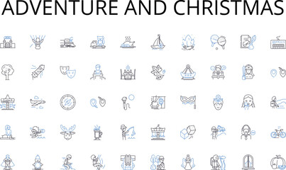 Adventure and christmas line icons collection. Organization, Prioritization, Delegation, Innovation, Adaptation, Empowerment, Collaboration vector and linear illustration. Decision-making,Planning
