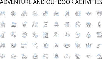 Adventure and outdoor activities line icons collection. Apartments, Condos, Townhouses, Dormitories, Studios, Lofts, Villas vector and linear illustration. Tiny homes,Manufactured homes,Co-housing