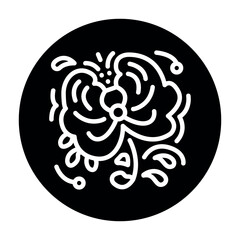 Ukrainian folk art Petrykivka painting line color icon. Isolated vector element.