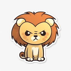 A lovable chibi Lion sticker with a white background, radiating warmth and affection in its cute chibi form, cute lion sticker, Generative AI