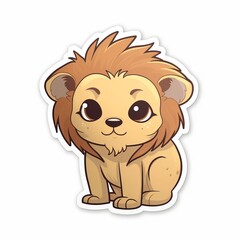 Obraz na płótnie Canvas A lovable chibi Lion sticker with a white background, radiating warmth and affection in its cute chibi form, cute lion sticker, Generative AI