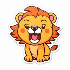 Obraz na płótnie Canvas A joyful chibi Lion sticker with a white background, radiating happiness and positivity in its cute chibi form, cute lion sticker, Generative AI