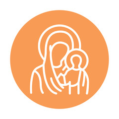 Mother god line color icon. Isolated vector element.