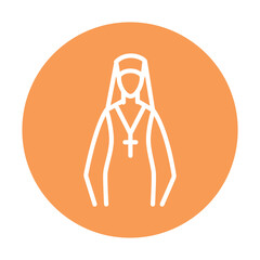 Nun line color icon. Isolated vector element.