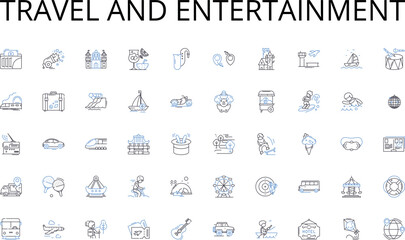 Travel and entertainment line icons collection. Smartph, Headphs, Tablet, Camera, Laptop, Smartwatch, Speakers vector and linear illustration. Dr,Gaming,Charger outline signs set