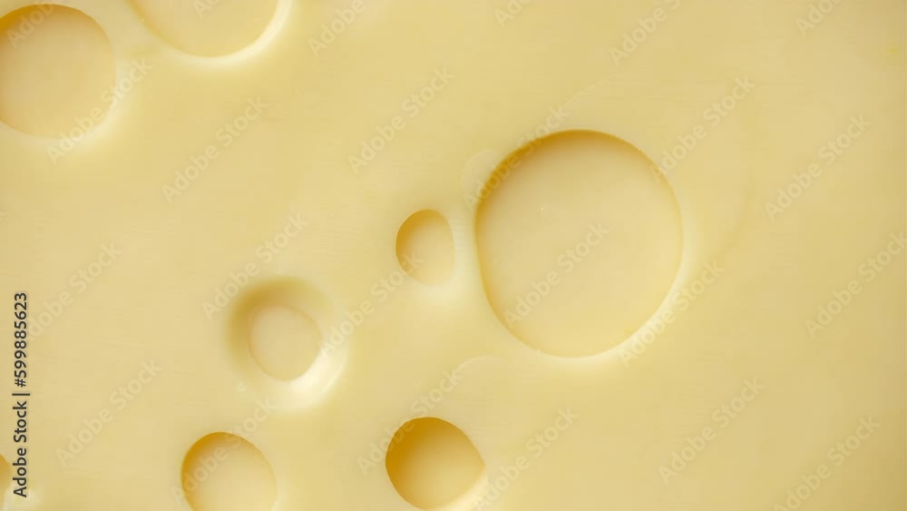 Wall mural slice of cheddar cheese gouda cheese with holes top view