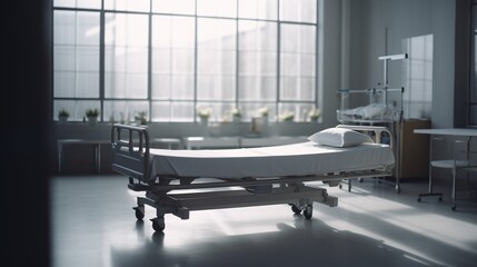 Medical care concept, Hospital Bed, Ward, Equipment, AI Generative