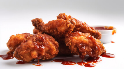 fried chicken with barbecue sauce dripping