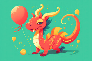 Obraz na płótnie Canvas Illustration of fantasy cartoon Dragon. AI Generated Generative AI